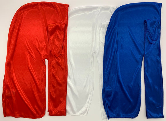 Red White and Blue Silky Durag Bundle